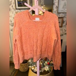 Women's Cable Knit Sweater - Peach